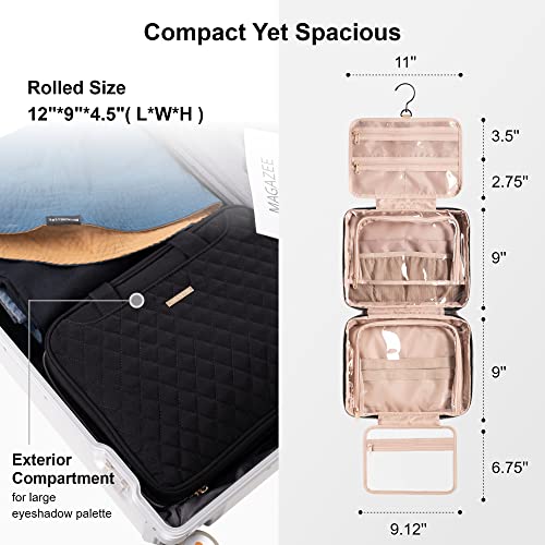 Everfun Hanging Travel Toiletry Bag For Women Large Makeup Cosmetic Organizer Bag With 4 Compartments Water-Resistant Full Open Carry-On Dopp Kit For Full Size Travel Accessories #TOP5