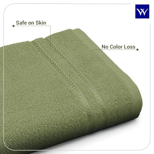 Image of Welspun 100% Cotton Quick Dry Bath Towel | High Absorbency Super Soft, Fast Drying Towels for Bath | 380 GSM Large Size 1 Piece Bath Towel for Men and Women | Sized 70cm X 150cm (Green)