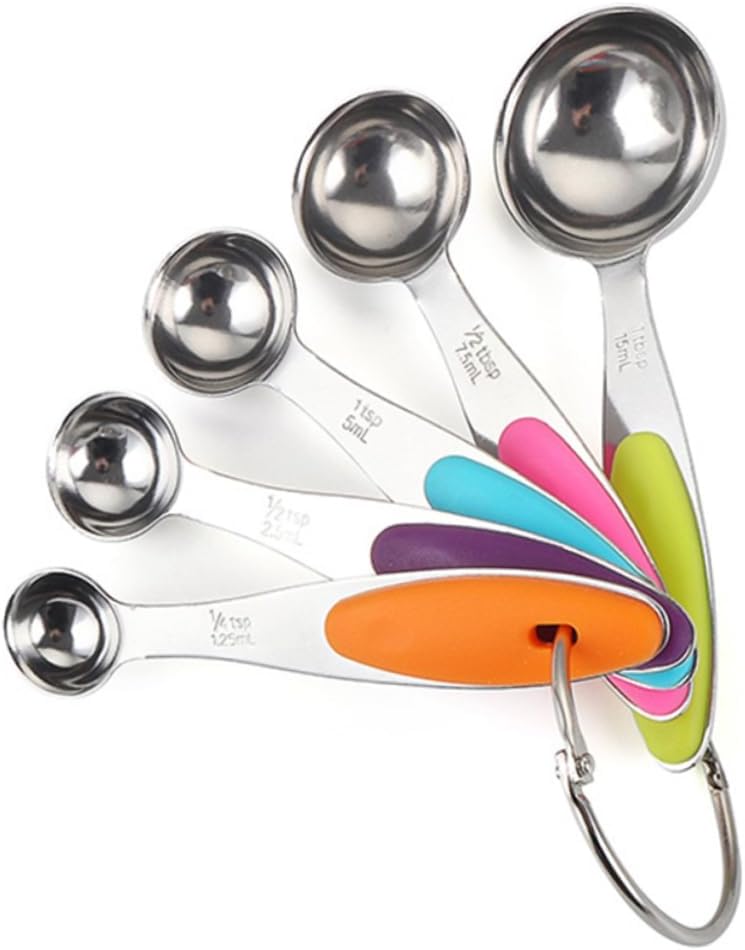 GARVALON 10 Pcs Measuring Spoon and Cup with Scales Stackable and Portable Kitchen Measuring Tools for Baking Powder Liquid Space Saving Storage