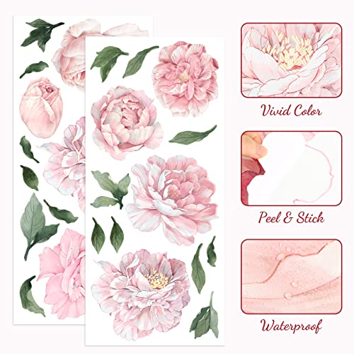 Vinilos Decorativos Florales Peonia Rosa Grande para Pared miniatura 2
