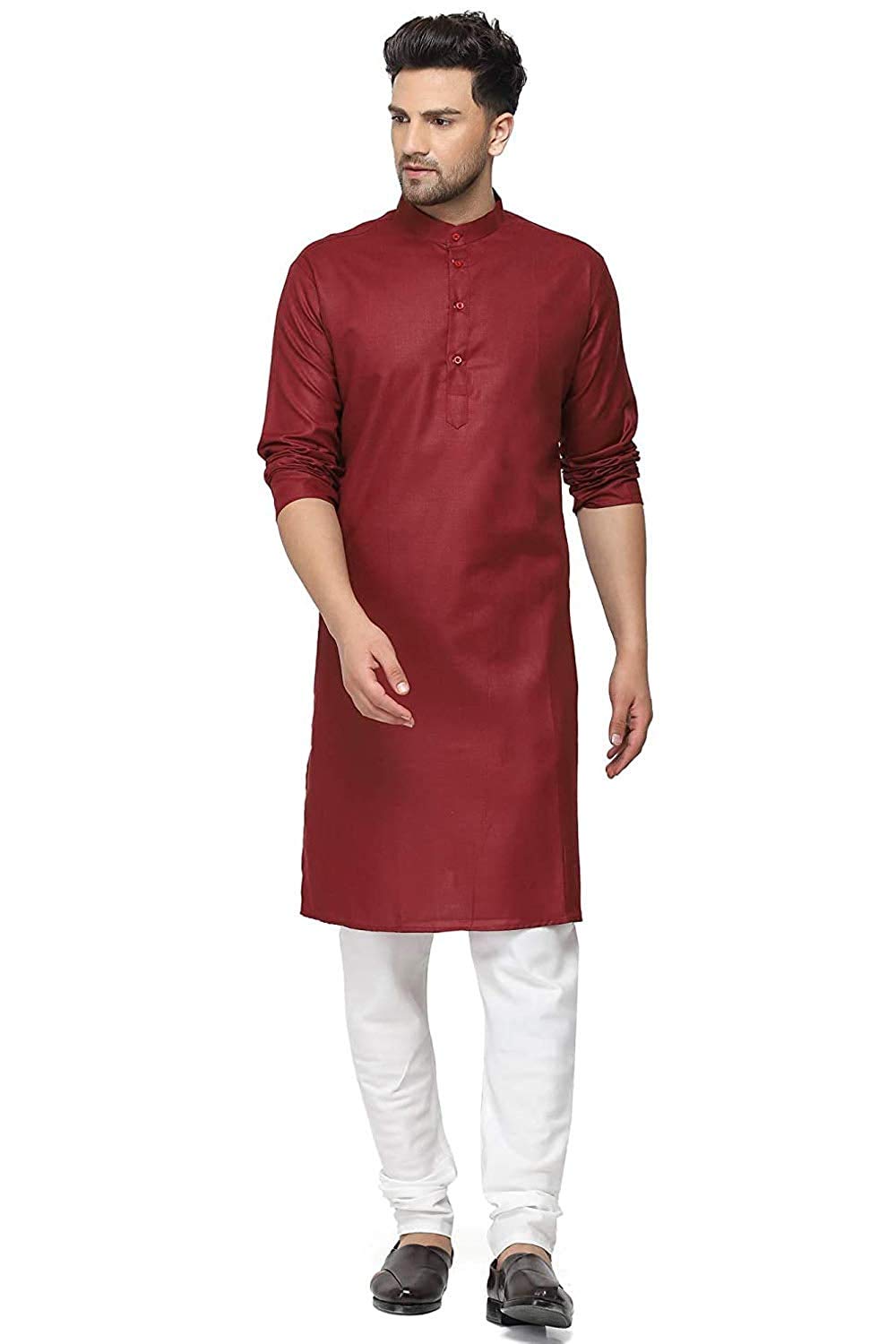 EMLOVZ® Men's Solid Straight Kurta Pyjama Set Cotton (XX-Small, Maroon, 2X_s)-image-35