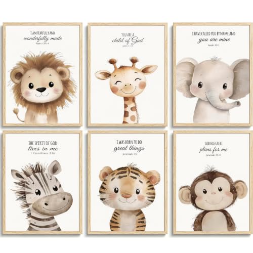 Gender Neutral Nursery Wall Art Decor Christian Animal Poster 8x10 Unframed