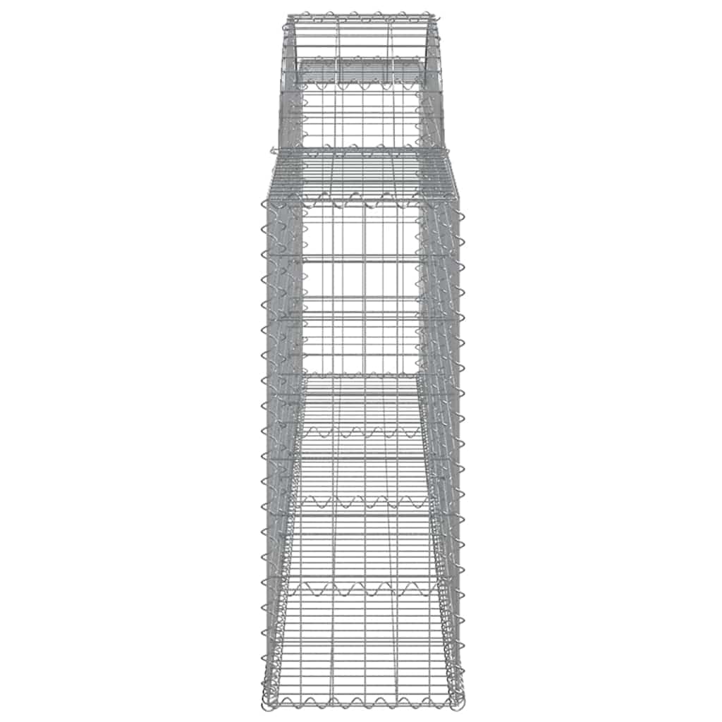 Kosze gabionowe z łukiem 7 szt. 300 x 30 x 80 / 100 cm żelazo ocynkowane, dekoracyjne gabiony ogrodowe z drutu 3,5 mm i oczkami 5 x 10 cm, zewnętrzne bariery dźwiękochłonne z haczykami