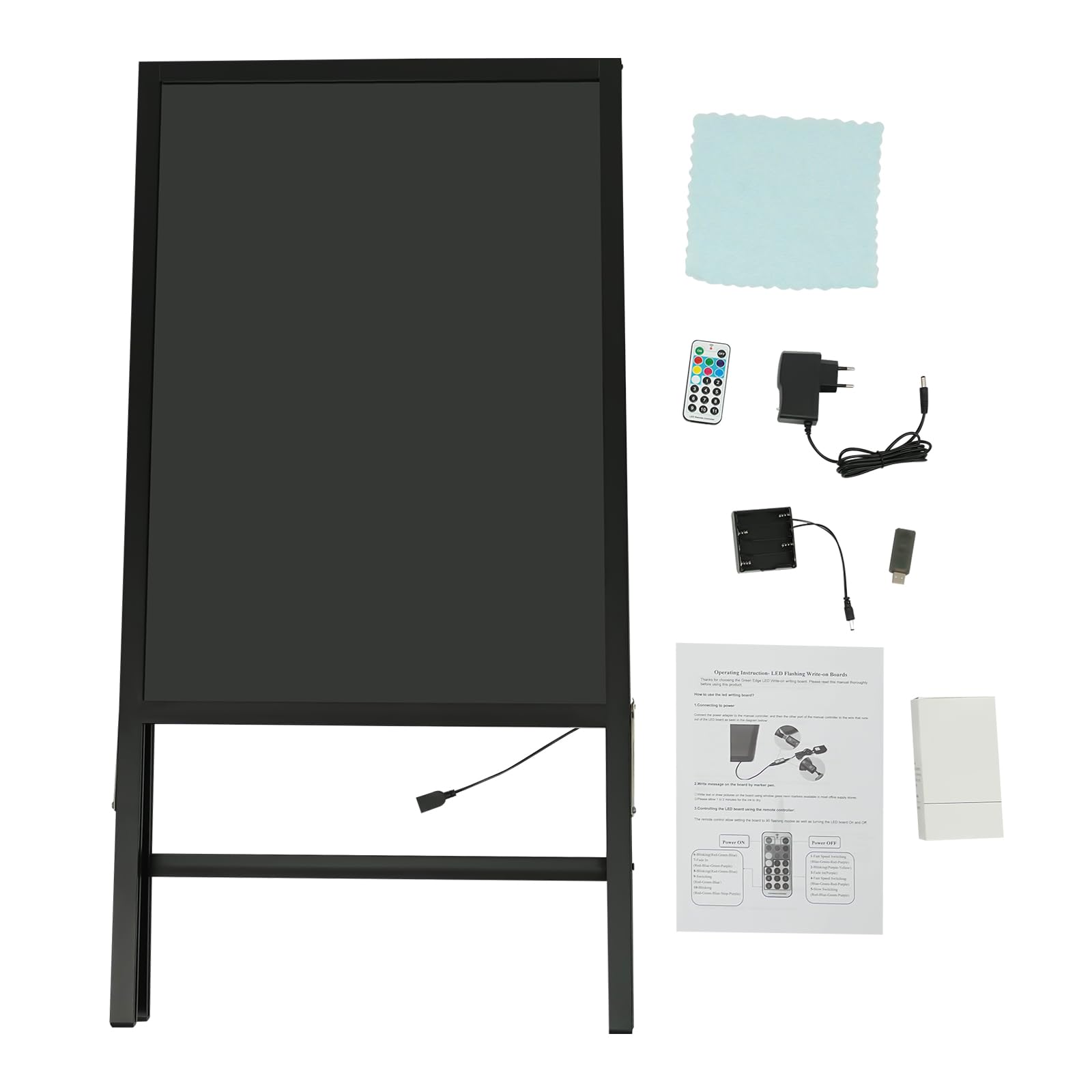 Lavagna a LED con telecomando, 8 pennarelli, per ristoranti, vendita al dettaglio (60 x 80 cm)