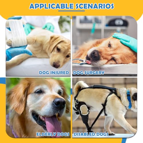 Ziyonix Weiche Hunde Tragehilfe, Mittelgroße und Große Hund Rehabilitation Tragegurt Einstellbare Tragehilfe Treppenhilfe und Unterstützungsgeschirr für Behinderte Verletzte Ältere Hunde (L)