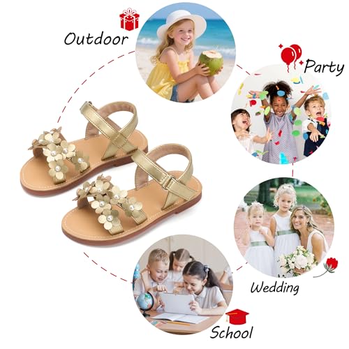Image of PHIRAMIN Toddler Girl Sandals - Flower Girl Dress Shoes Open Toe Little Kid Wedding Party