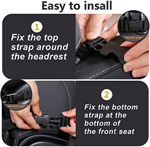 Car Backseat Organizer with 10\" Table Holder, 9 Storage Pockets Seat Back Protectors Kick Mats for Kids Toddlers, Travel Accessories - Thumbnail 4