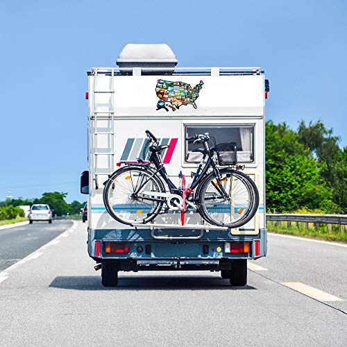 RV State Sticker Travel Map - United States Camper Map RV Decals for Window, Door, or Wall ~ Includes 50 State Decal Stickers with Scenic Illustrations See Many Places