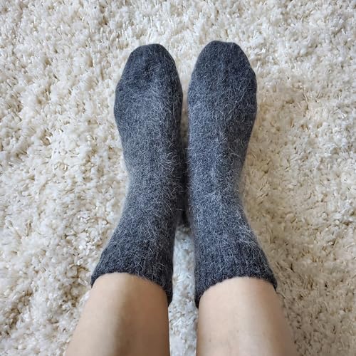Image of 2 Pairs Plain Fuzzy Fluffy Angora Wool winter warm and soft women's socks, Christmas gift