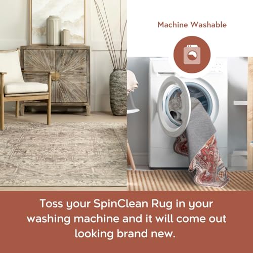 Tapete nuLOOM SpinClean 5'x8' Gris Vintage Oriental miniatura 3