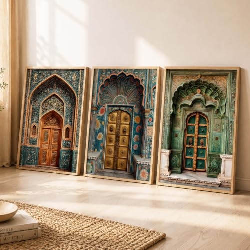 Image of kotart Traditional Indian Wall Art Painting for Living Room | Paintings Frame For Home Decoration | Framed Wall Painting Home Room Bedroom Office Decor Set of 3 (35x37 Inch)