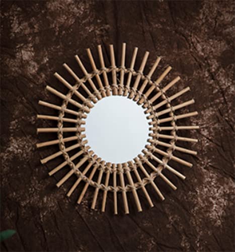 DIUFJAG Wall Mounted Mirror 15.7 inch Rattan Bamboo Decorative Mirrors for Living Room Bedroom - Image 5