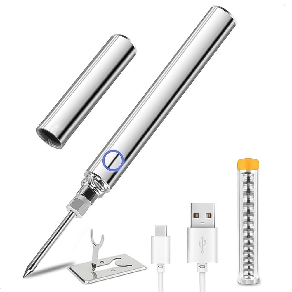 Soldering Iron Tin Battery, 15W Portable Electric Soldering Iron with Adjustable Temperature Control (200°C-450°C), for Electronics and Jewelry Repairs