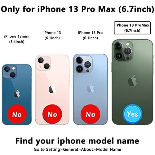 TopPerfekt Compatible with iPhone 13 Pro Max Wallet Case with Card Holder, 360°Rotation Finger Ring Holder Kickstand Protective RFID Blocking PU Leather Pattern Double Buttons Flip Cover 6.7