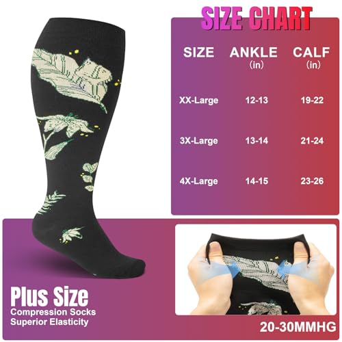 Image of 4Pairs Plus Size Compression Socks For Women&Men,Wide Calf Knee High Socks | Bropite plus-size knee high compression socks,wide calves for circulation swelling pregnancy nurses and travel