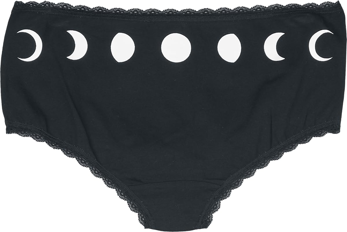 Gothicana by EMP Damen schwarzes Dreierpack Unterwäsche mit Gothic Muster