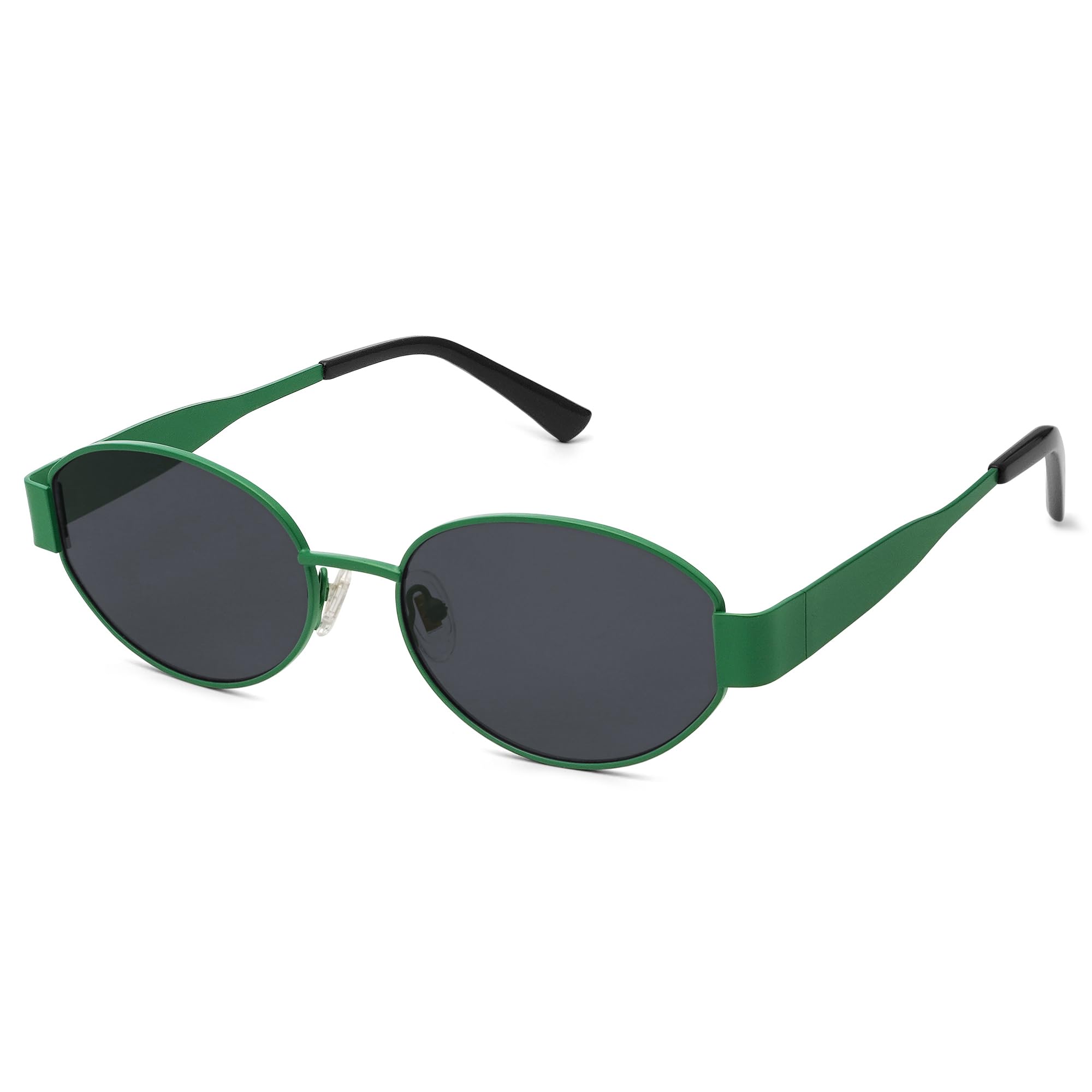 SOJOS Retro Oval Sunglasses for Women Trendy Sun Glasses Classic Shades UV400 Protection SJ1217 Green/Grey Lens