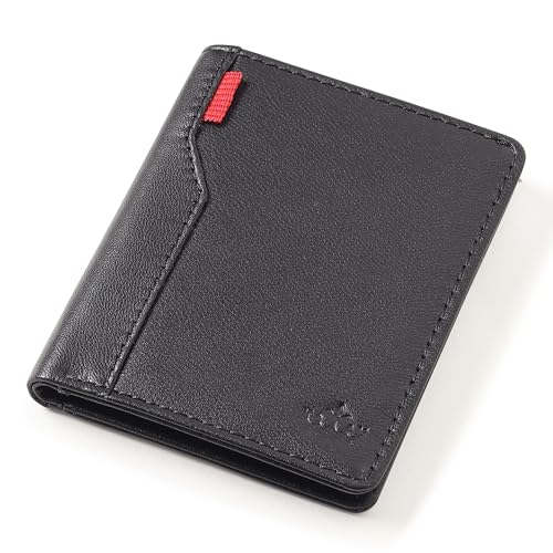 Image of Mens Leather Slim Bifold Wallet with RFID Blocking | Card Holder with Multiple Slots and Cash Pocket | Lightweight Design Men's Purse | Pocket Carry Travel Gifting & Office Use - Black