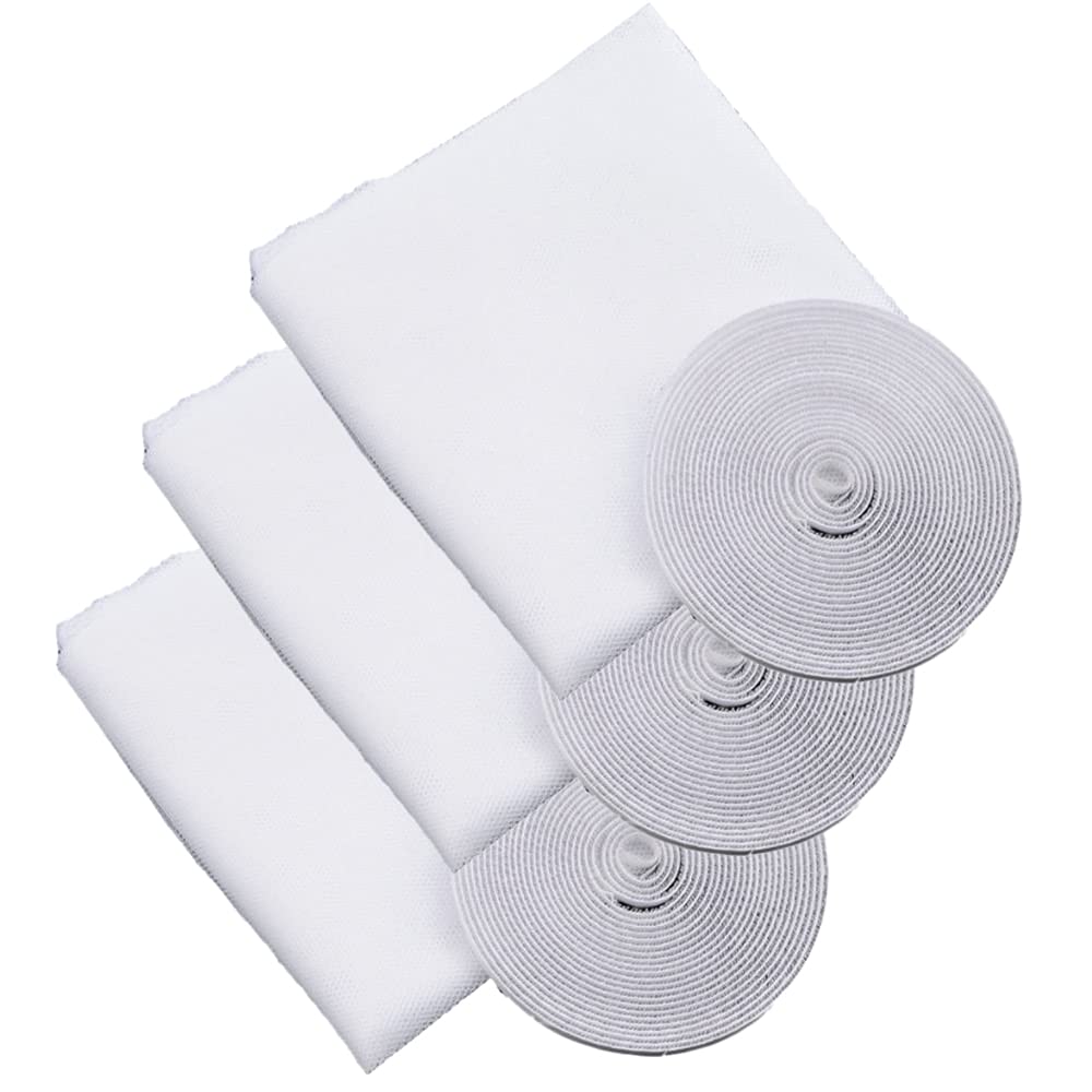 Ddgao White Window Screen Mosquito Netting,3 Pack Fly Screen Window Diy Self-Adhesive Insect Mesh Curtain Bug Bee Protector With 3 Rolls Hook Sticky Tape,Fitted To Multiple Windows