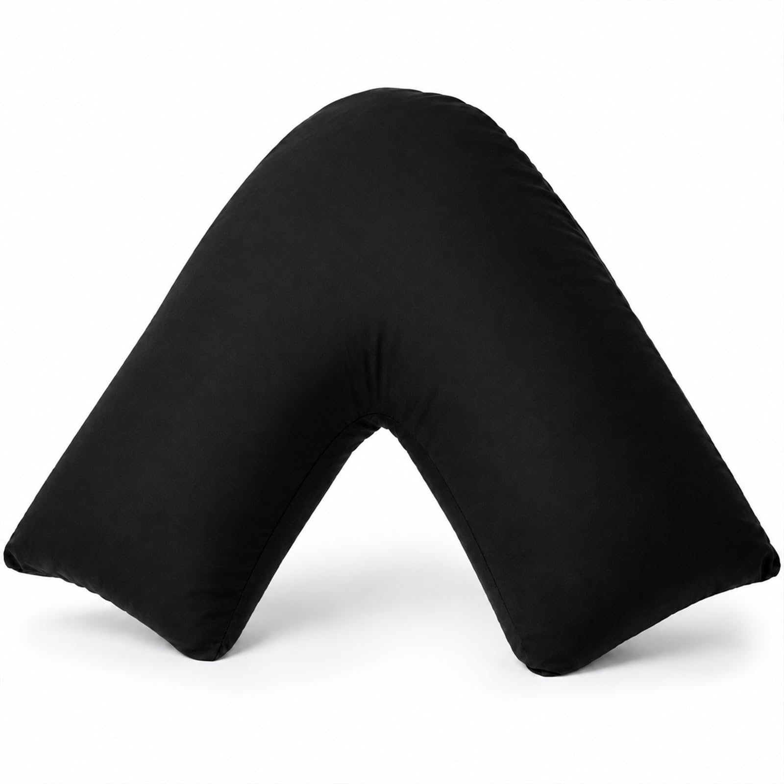EDS Orthopaedic V Shaped Pillow with Washable Pillowcase Support Pillow for Neck Back & Shoulders Hollowfibre Filled V Pillow for Sleeping Reading Pregnancy & Nursing (70 x 35 cm) (Black)