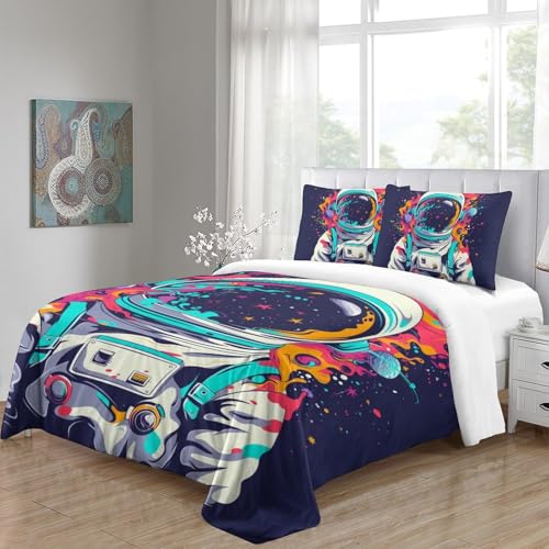 Housse de couette astronaute 200x200 en microfibre抗皱易打理带拉链儿童双人被套 - 5