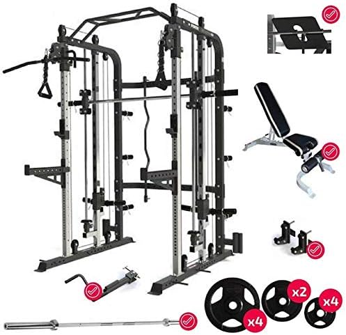 Force USA Monster G3 Smith Machine Ultimate Package, Adjustable Bench, Leg Press, Olympic Bar Weights