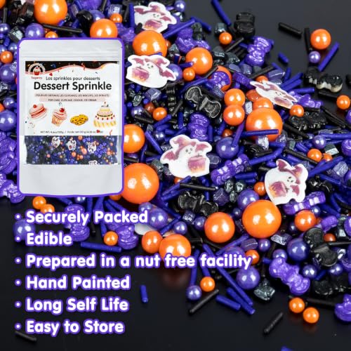 Image of Edible Halloween Sprinkles,Orange Purple Black Sprinkle for Cake Decorating