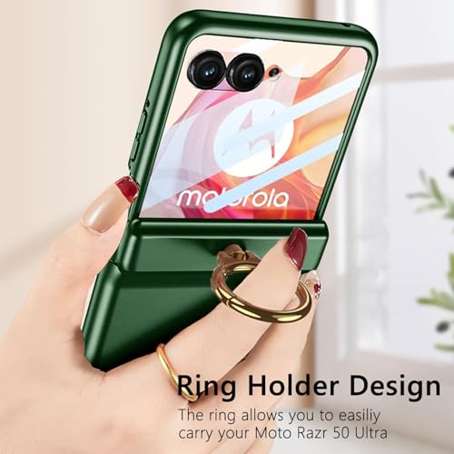 Image of Kapa Magnetic Hinge and Ring Back Cover for Motorola Razr 60 Ultra | Ultra Thin Shockproof Slim Hard Protective Case (Green)