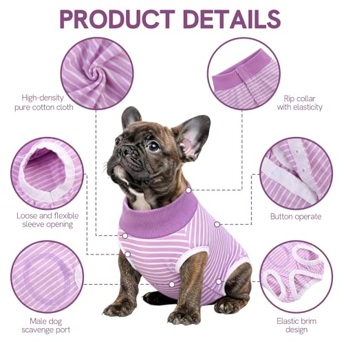 Image of SAWMONG Recovery Suit for Dogs Female Male, Cotton Breathable Dog Onesie After Surgery Spay Neuter, Professional Dog Surgical Suit, Substitute Pet E-Collar Cone, Purple, XX-Large