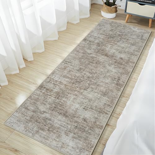 2'6''x8' Runner Rugs Washable Rug: Modern Abstract Living Room Rug Soft Anti-Skid Thin Carpet Indoor Floor Non-Shedding Carpets for Bedroom Dining Room Farmhouse Nursery Home Office Brown Black