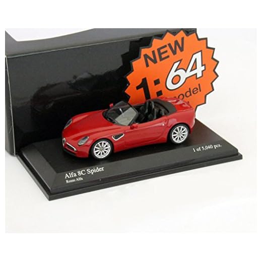 Minichamps 640120530 - Coche de colección Alfa Romeo 8C Spider'08, colo rojo, escala 1/64