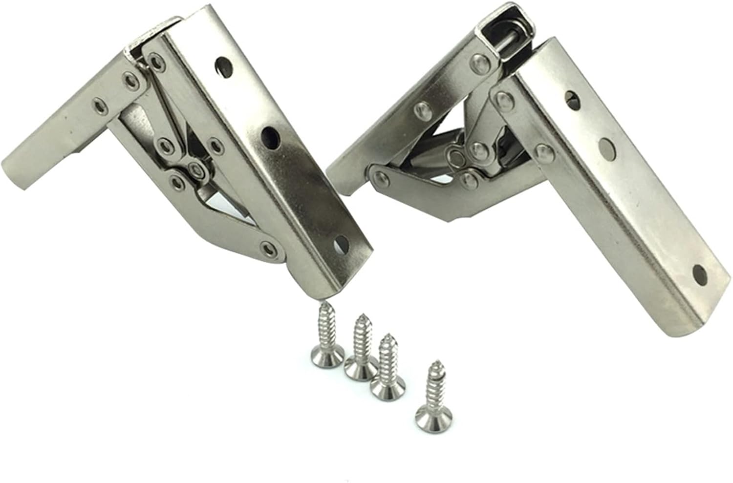 Hinges 2pcs Folding No Drilling with Screws Closet Scratch Proof Cupboard Furniture Hinge Cabinet Door Cold-Rolled Steel Close Hardware