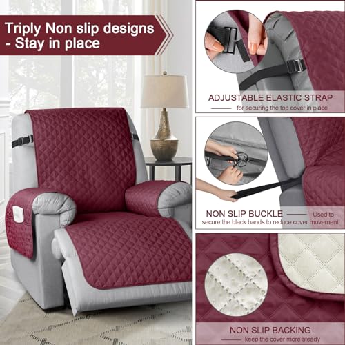 Image of Taococo Recliner Chair Cover Protector Washable (Red)