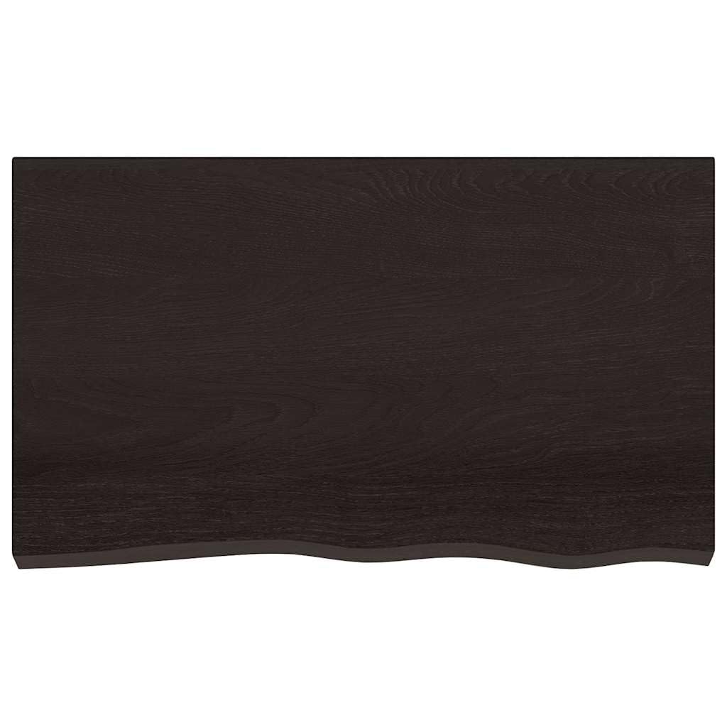 Ciemny blat stołu z litego drewna, 100 x 60 x 2 cm, drewno dębowe, naturalna krawędź do jadalni, kuchni, biura, nadaje się do prac typu "zrób to sam", wytrzymała powierzchnia