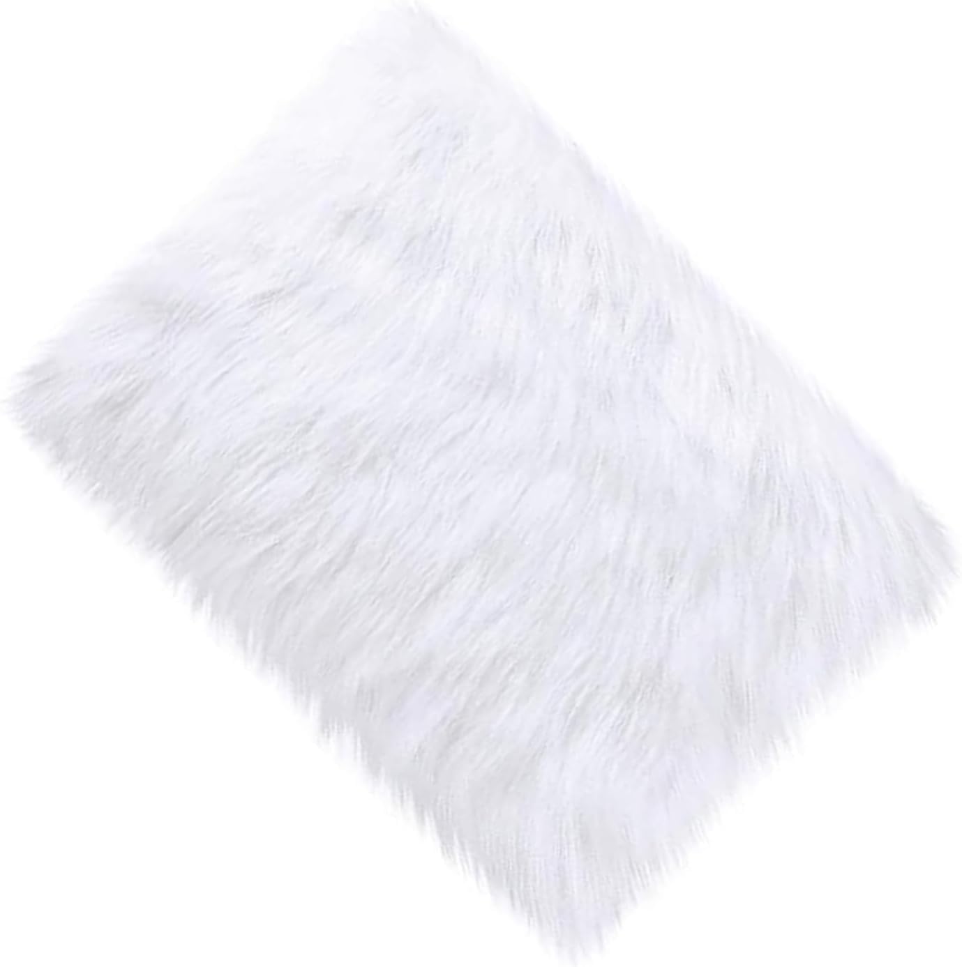 CottonFry Mini Faux Fur Area Rugs Fluffy Living Room Small Size Fit, for Tabletop Photography, Home Decor (14x20, White)-image-1