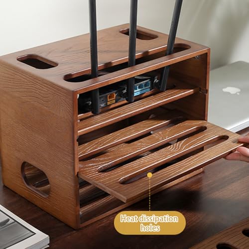 Boîte de rangement pour routeur Wi-Fi et câbles avec étagères - 5