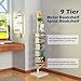 Choowin 9-Shelf Metal Spine Bookshelf Vertical Bookshelf, Adjustable Modern Floating Narrow Tree Book Shelf Book Tower, Display Shelf for Bedroom Living Room Office, 70 inch Tall, White