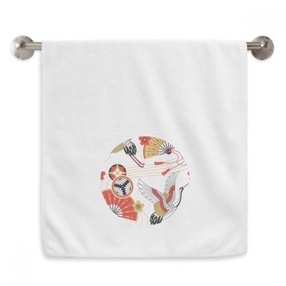 Serviette débarbouillette 13x29 pouces blanche motif grue pliante