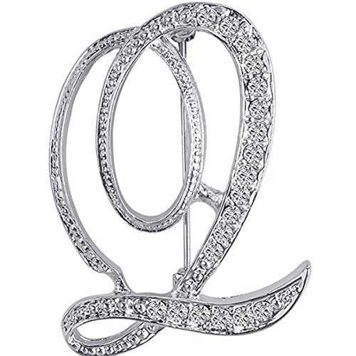 Image of Initial Letters Brooch Pins For Women, Letter Pins For Stockings, Silver Plated Metal Rhinestone Clear AAA+ Crystal Lapel Pin Brooches(1Pcs)