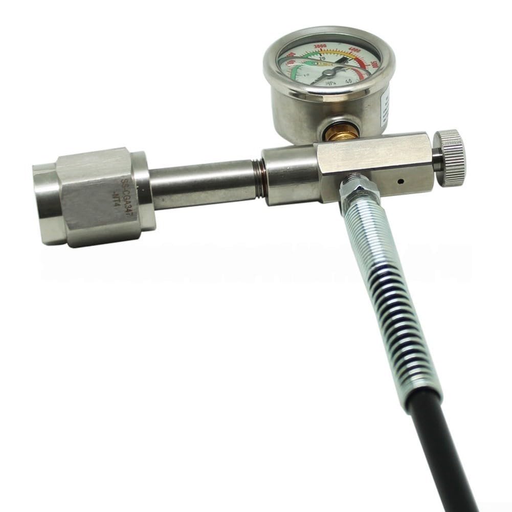 Adaptador de llenado CGA347 con manguera de 36 pulgadas de calibre de 6000 PSI | Se adapta a cilindros CGA347, calibre 6000 PSI, manguera de 36 pulgadas, protectores de resorte, decantación de alta presión