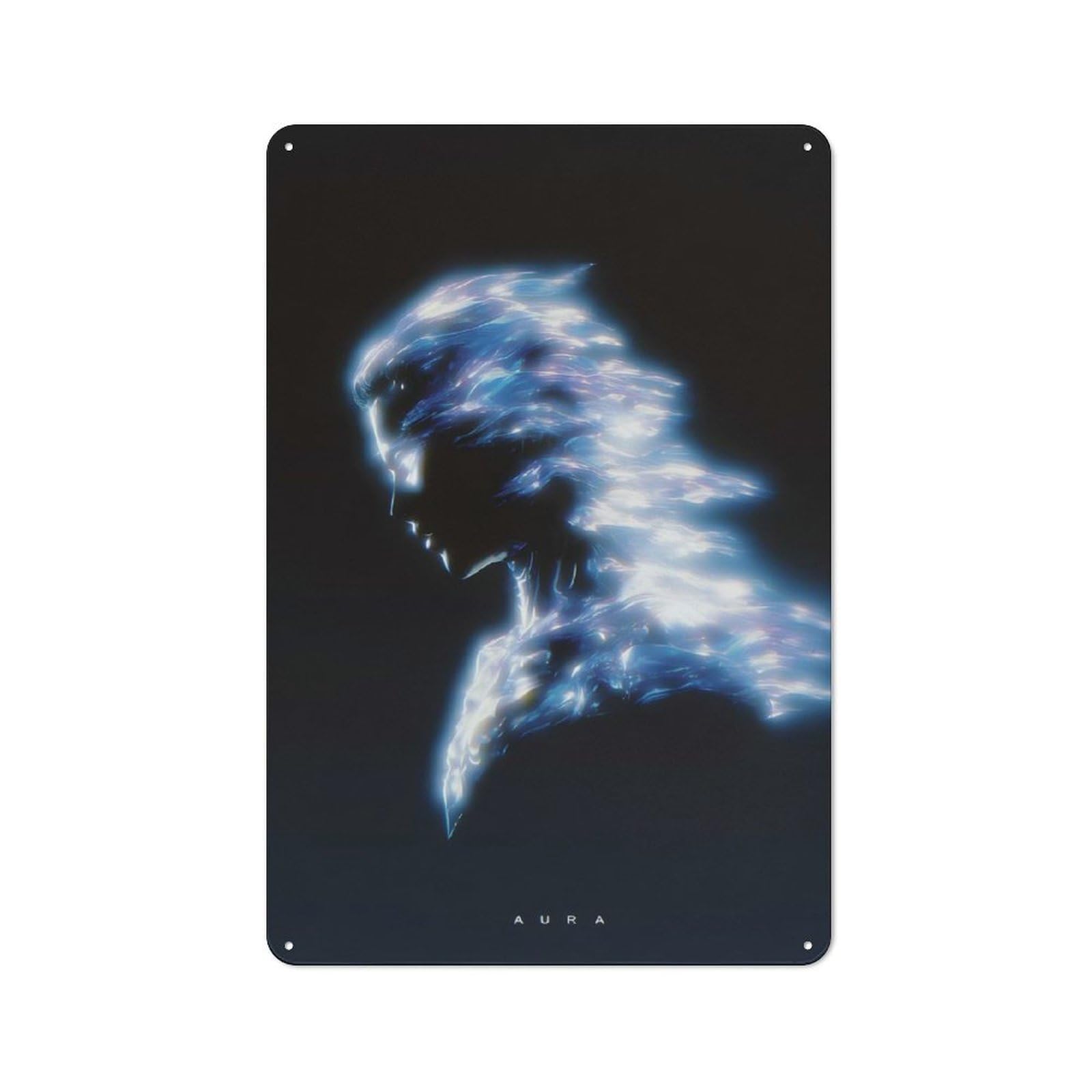 Junmoney Style-22 Aura Ethereal Blue Energy Portrait Rustic Tin Wall Plaque 30X20cm For Bar Or Restaurant, For Vintage Wall Decor Fans, For Garage And Workshop Walls