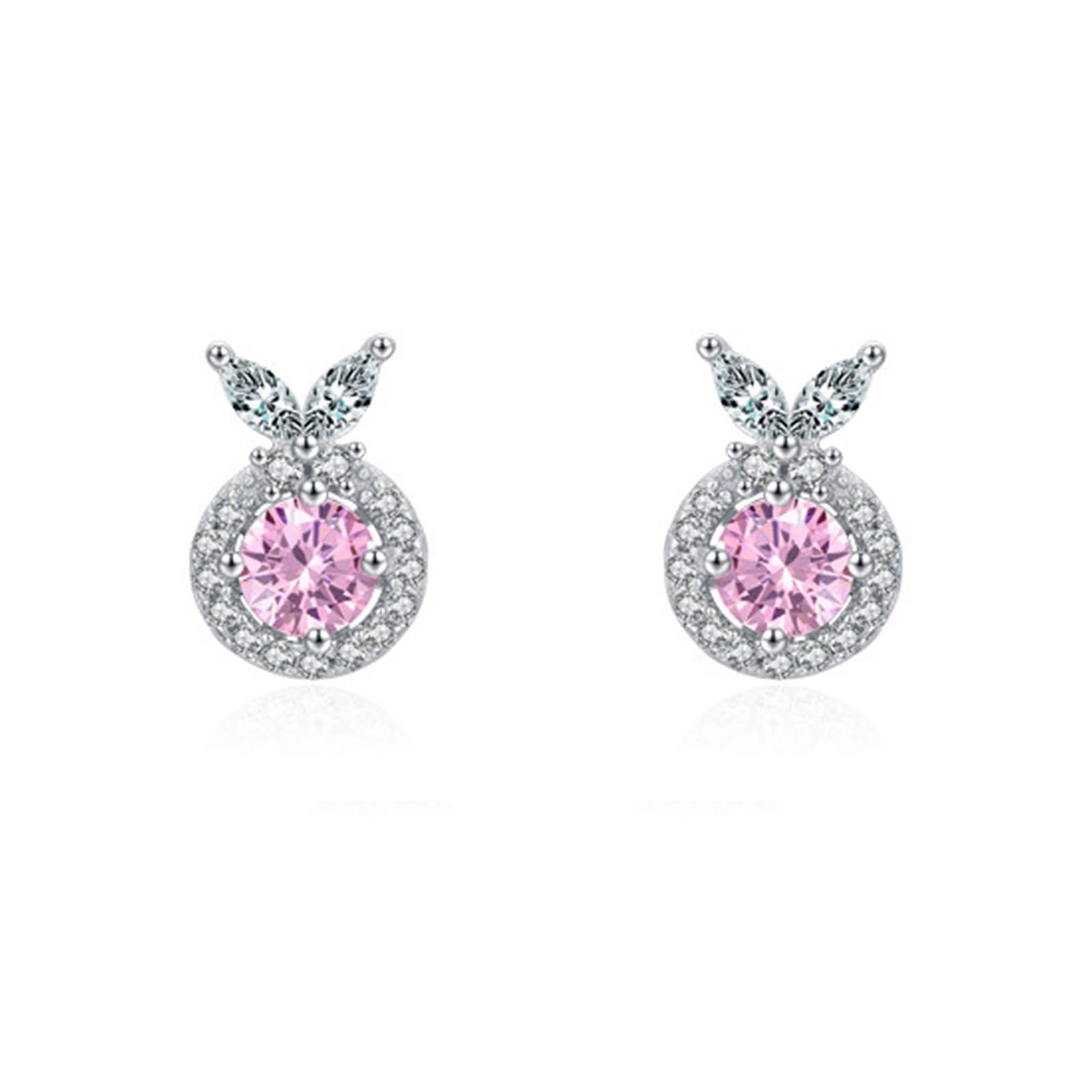 Kolczyki na sztyfcie, białe złoto, 750 585 375, prawdziwe złoto, damskie kolczyki damskie z okrągłymi, wykonane w laboratorium, różowe szafir i moissanite, prawdziwa biżuteria na wesele, dla