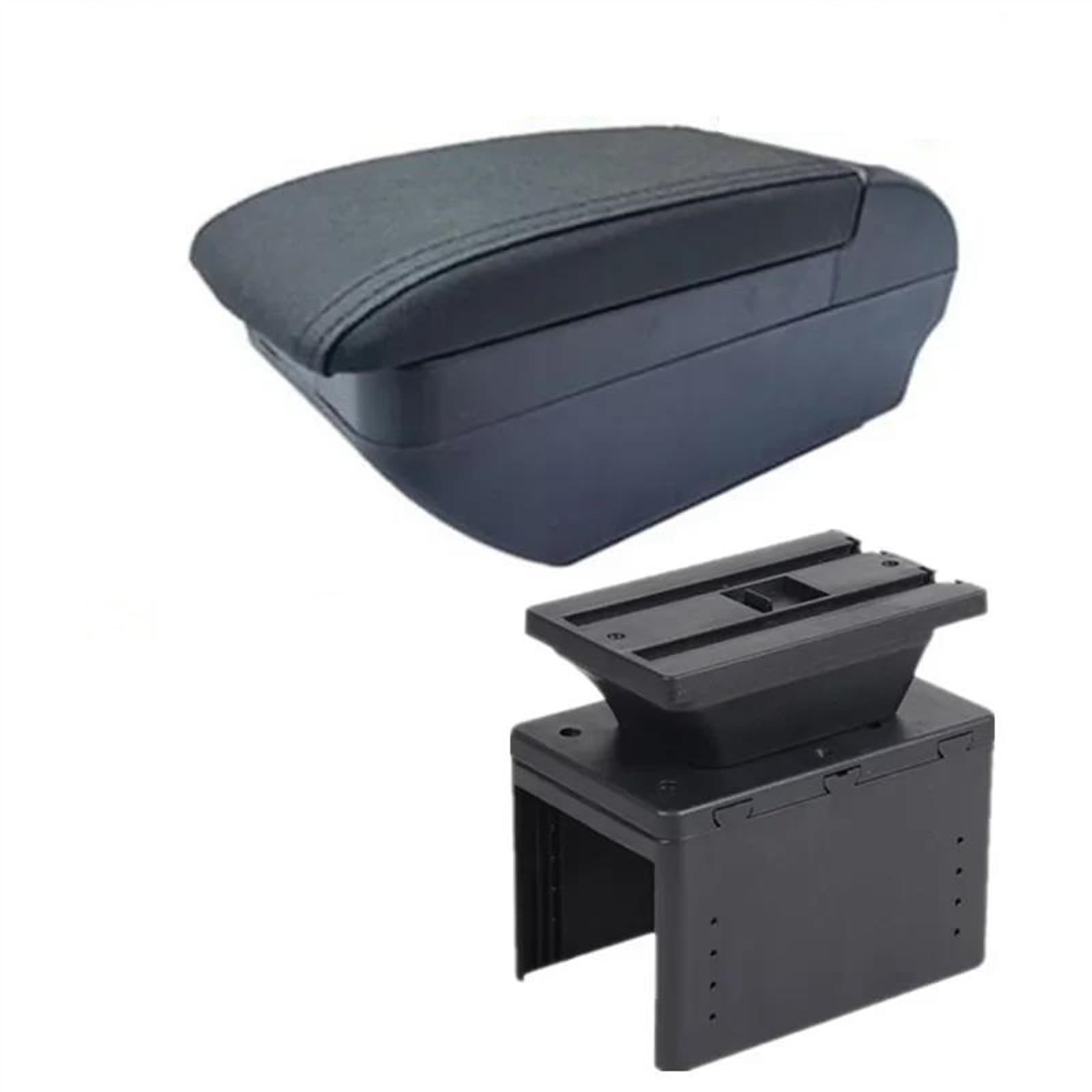 NOHEEU Armrest Box With Multifunctional Support PU Cushion Car Interior Modification Accessories For I20 2021-2023(F black line)