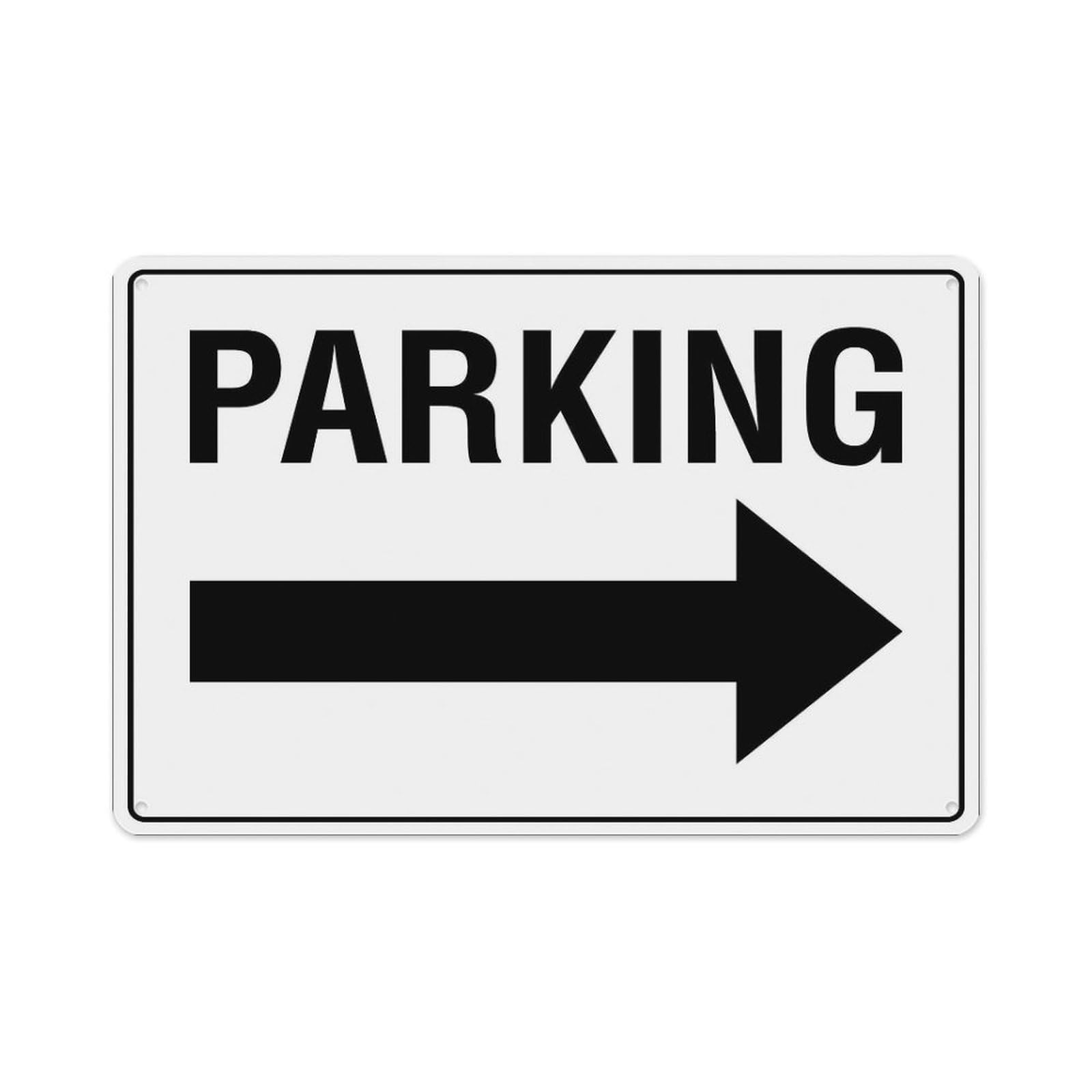 peiyeety Parking (Right Arrow) Sign Aluminum Tin Warning Signs for Home Outdoor Garden 8X12 Inches