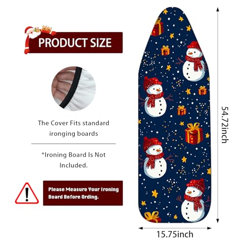 Nuxovilar Ironing Board Covers Winter Snowman Pattern Polyester 15x54 Inches, Ironing Board Cover and Pad 15x54, Iron Table Cover for Store, Gym, Lodge - Thumbnail 3