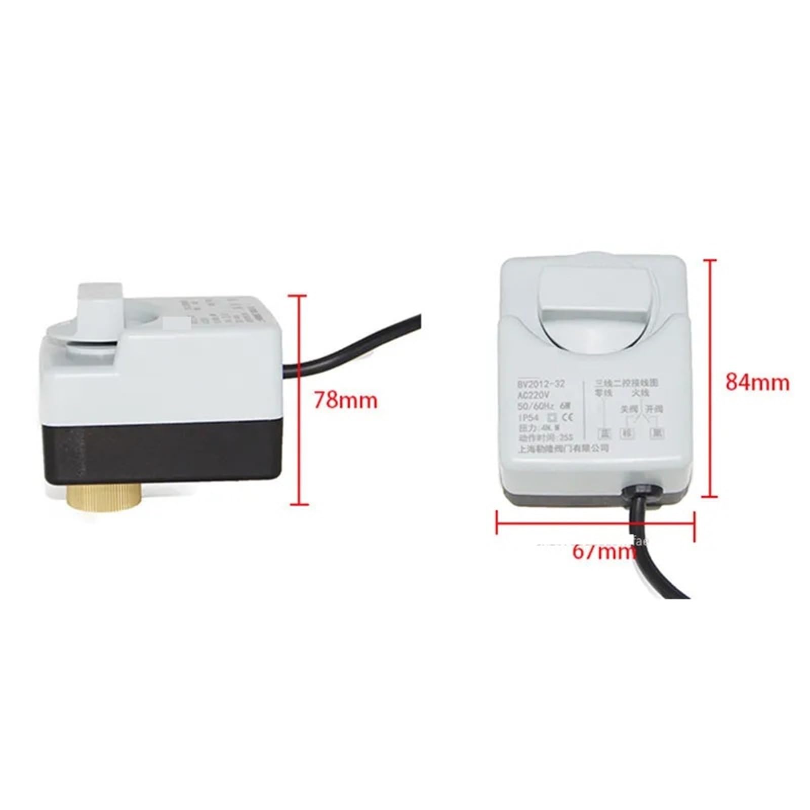 Con actuador de válvula de bola eléctrica manual CA 220 V, tres cables, dos controles, dos vías, tres vías, rosca hembra, 3 vías(DN20,220V_3 WAY)
