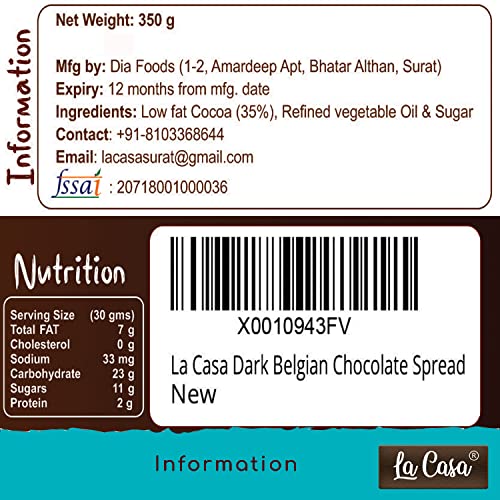 Image of La Casa Choco Spread Combo - White + Dark Chocolate Spread | 2x350g |
