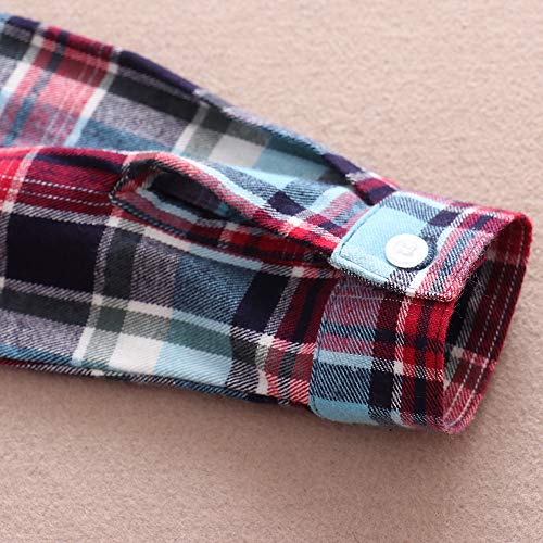 Image of Phorecys Girls' Plaid Flannel Shirt Long Sleeve Button Down Buffalo Checkered Shirt 2T-10 Years