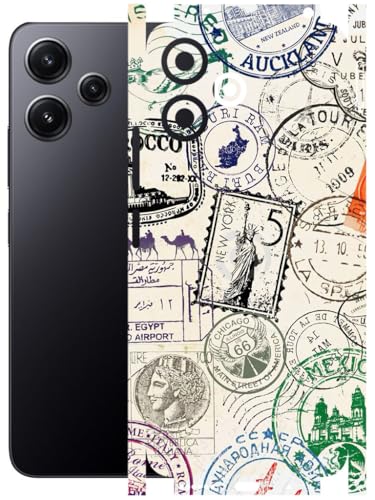 Image of AtOdds - Full Body Back Screen Guard Protector Film - Lamination Wrap Skin Sticker Compatible with Poco M6 PRO (5G) | Scratchproof Matte Finish (Stamps)
