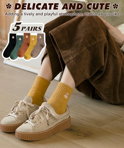 Image of IIG Women's Fashion Cute Cotton Socks Novelty Funny Above Ankle Crew Socks Holiday Gifts for Women 4 /5 Pairs